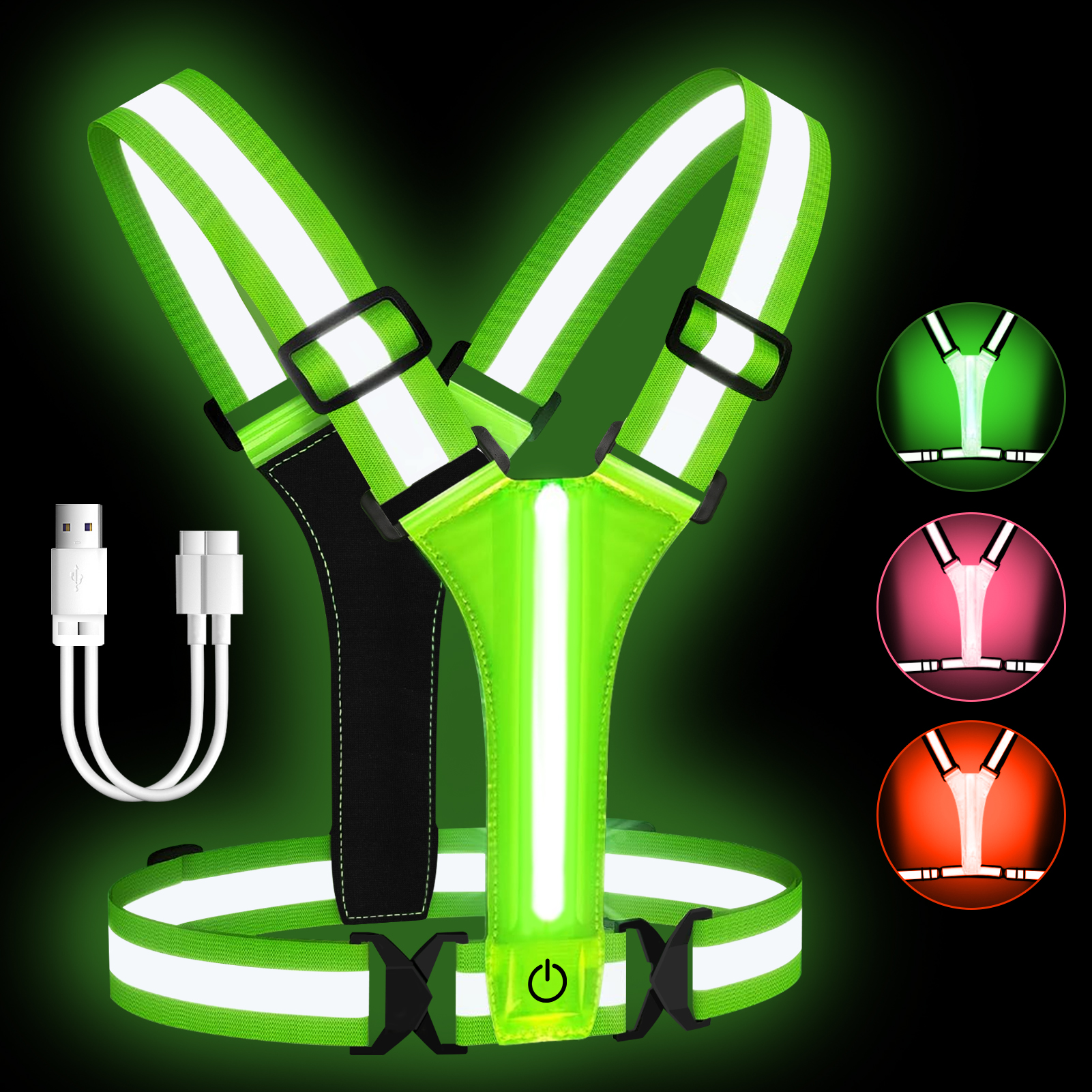 Reflective Running Gear Vest - Adjustable LED Reflective Vest Running Gear