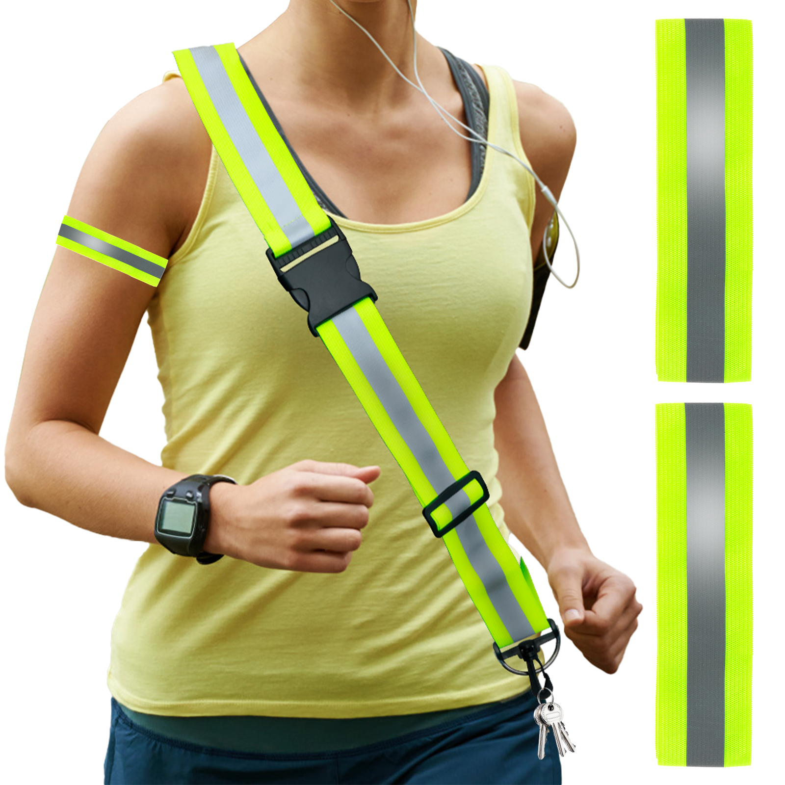 Reflective Running Gear Vest - 3pcs Reflective Sash for Walking at